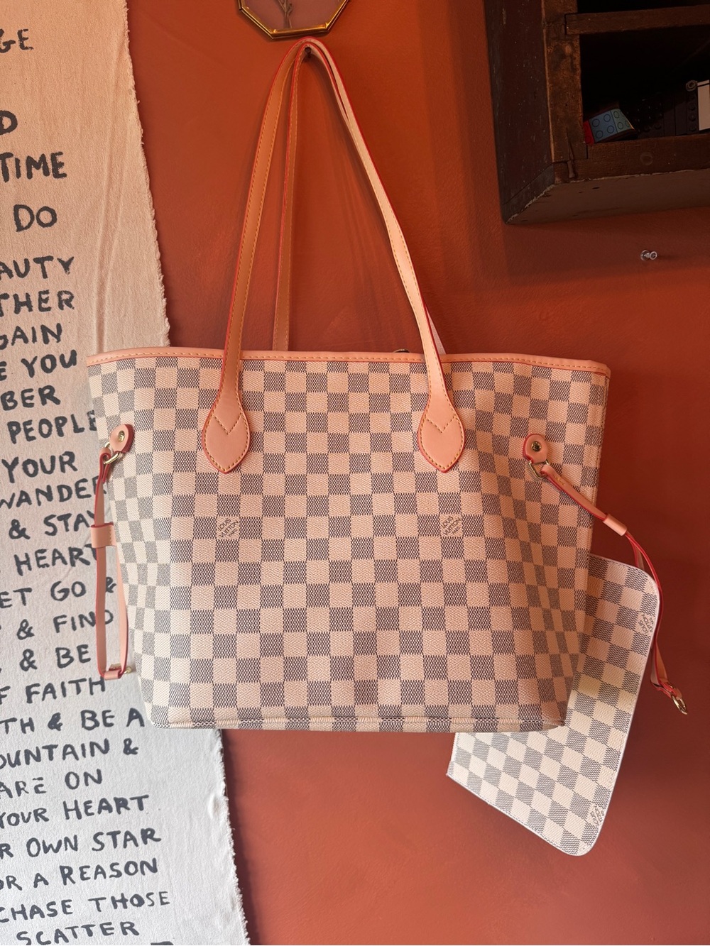 Louis Vuitton Damier Azur Tote with Pink Trim and Pouch - Picture 2 of 10